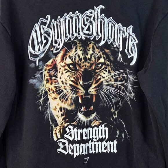 Gymshark Graphic Hoodie Black W Tiger Graphic Strength Department Casual Sz S - Picture 3 of 8